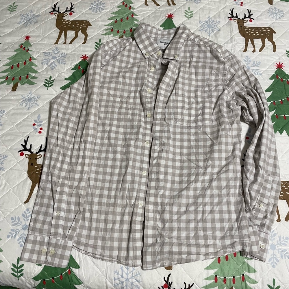 Goodfellow & Co Light Gray Checkered Shirt